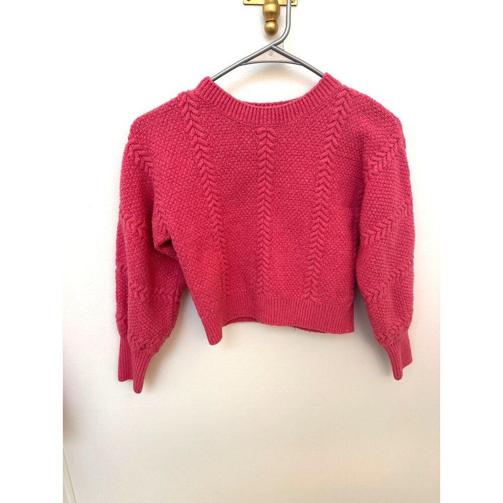 Finding Foxtale Girls Pink Textured Knit Cropped Sweater Size 10 Polyester/Spand